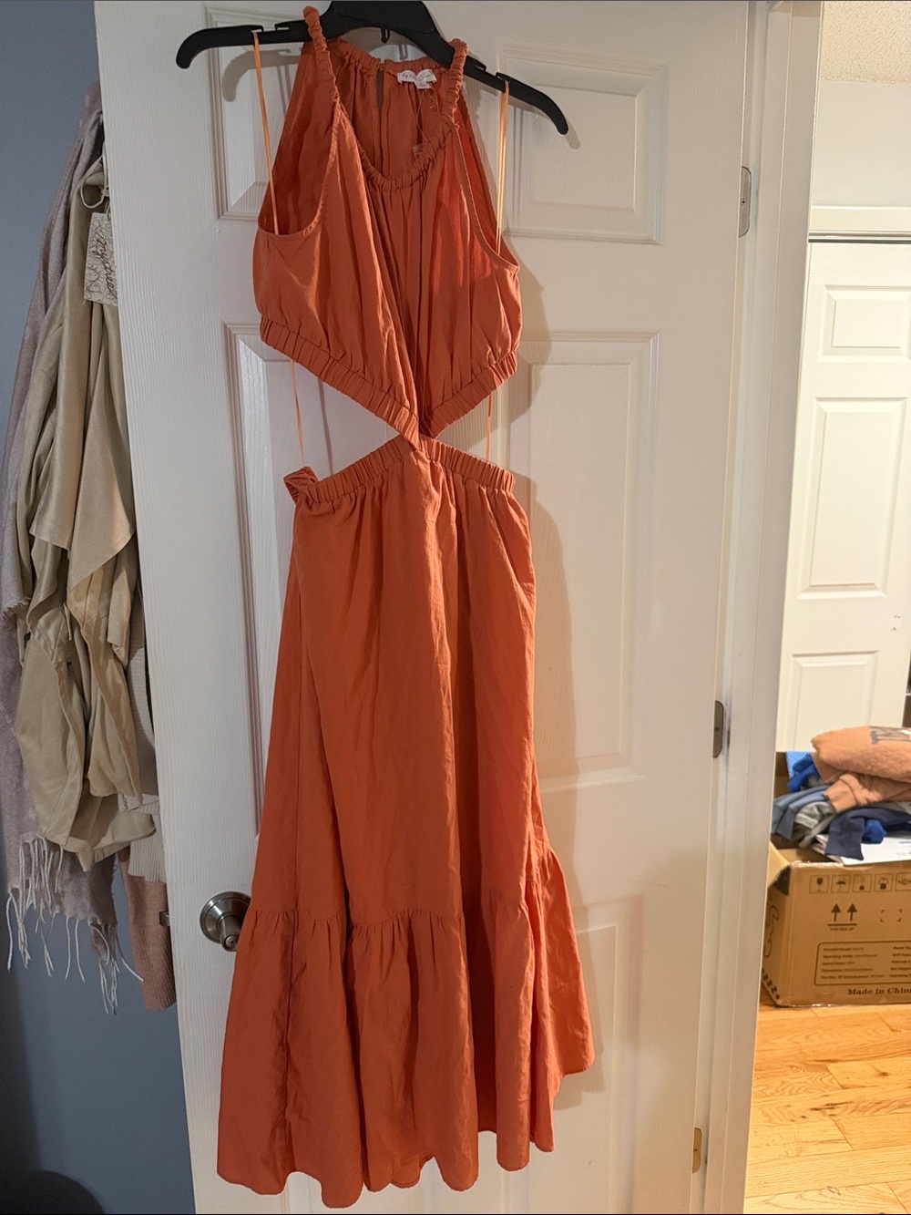 Cutout Maxi Dress in Terracotta Orange